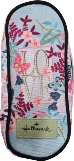 etui Love meisjes 6 x 23 x 10 cm lichtblauw/roze