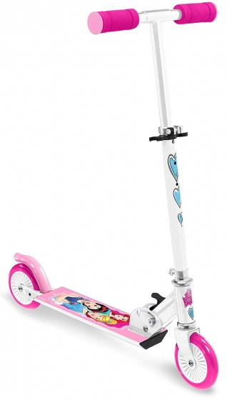 Princess 2-wiel Kinderstep Opvouwbaar Voetrem Wit/Roze