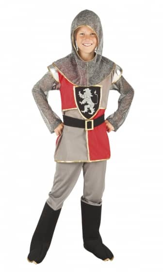 Sir Templeton Ridder Kostuum Junior 4 - 6 jaar Grijs/Rood maat 110/128