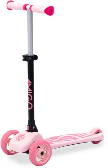 Twister opvouwbare 3-wiel kinderstep met voetrem roze