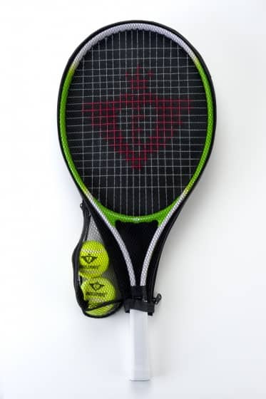 tennisracket 25 inch met twee ballen groen