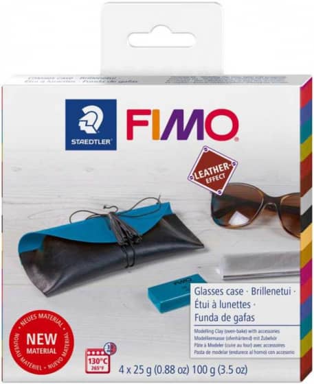 brillenhoesje maken leder-look Fimo klei 15-delig