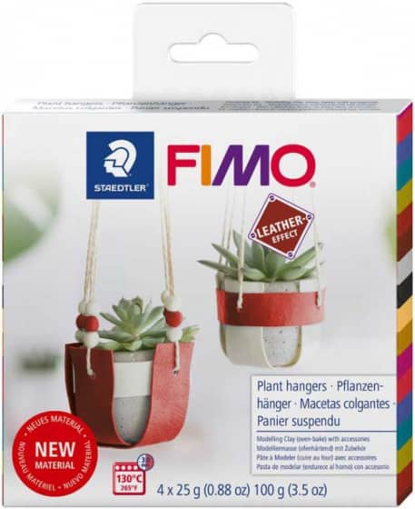 planthanger maken leder-look Fimo klei 15-delig
