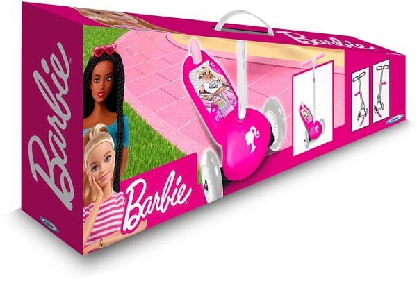 3-wiel kinderstep Barbie meisjes voetrem roze