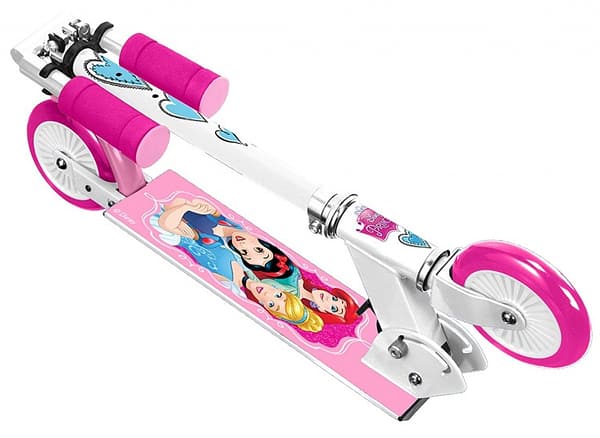 Princess 2-wiel Kinderstep Opvouwbaar Voetrem Wit/Roze