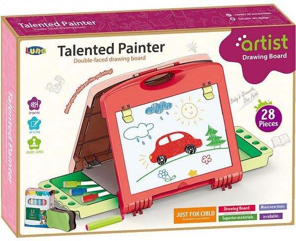 tekenbord junior 54,5 x 32 x 33,5 cm 40-delig rood/roze