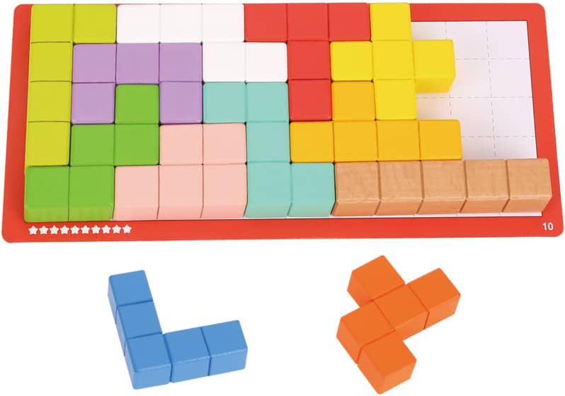 Kubuspuzzel 10 Levels Educatief Houten Denkspel 23-delig